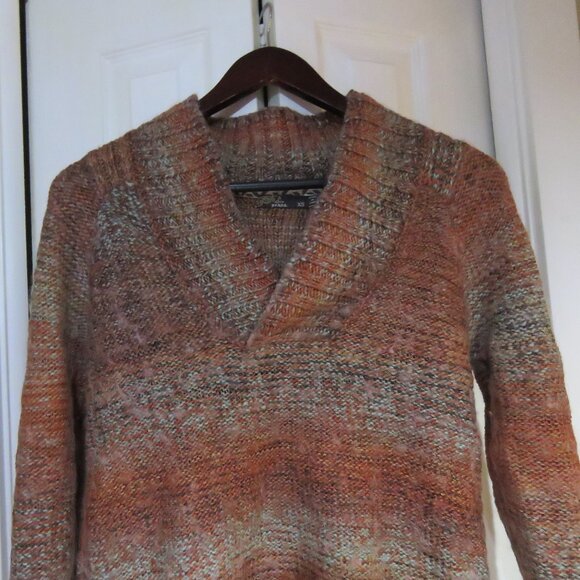 PRANA Clause Marled Knit V Neck Sweater in Sundried Terracotta - Size XS - Picture 3 of 15